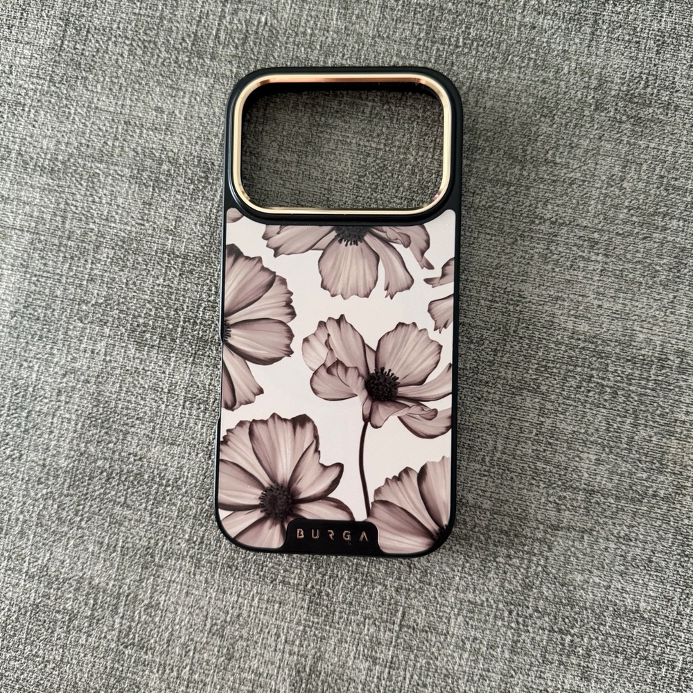 Burga Cream and Brown Floral Phone Case, Brand New, for the IPhone 17 Pro